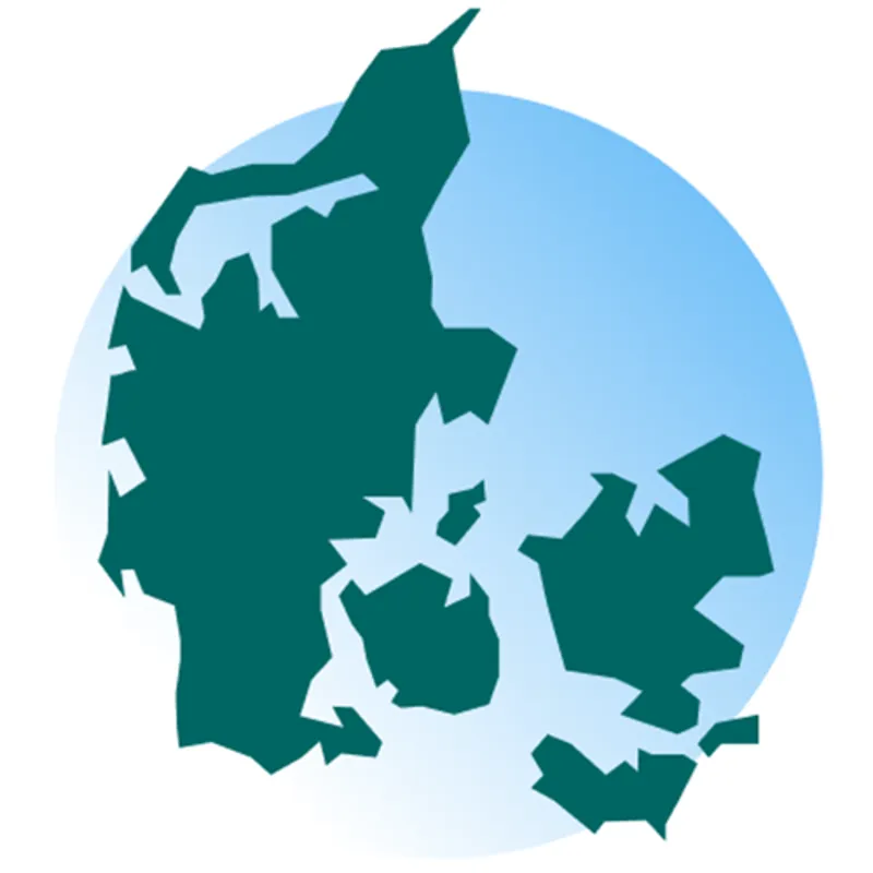 Danmarkskort i blå cirkel